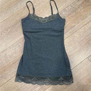 Express Dark Gray Lace Trim Cami